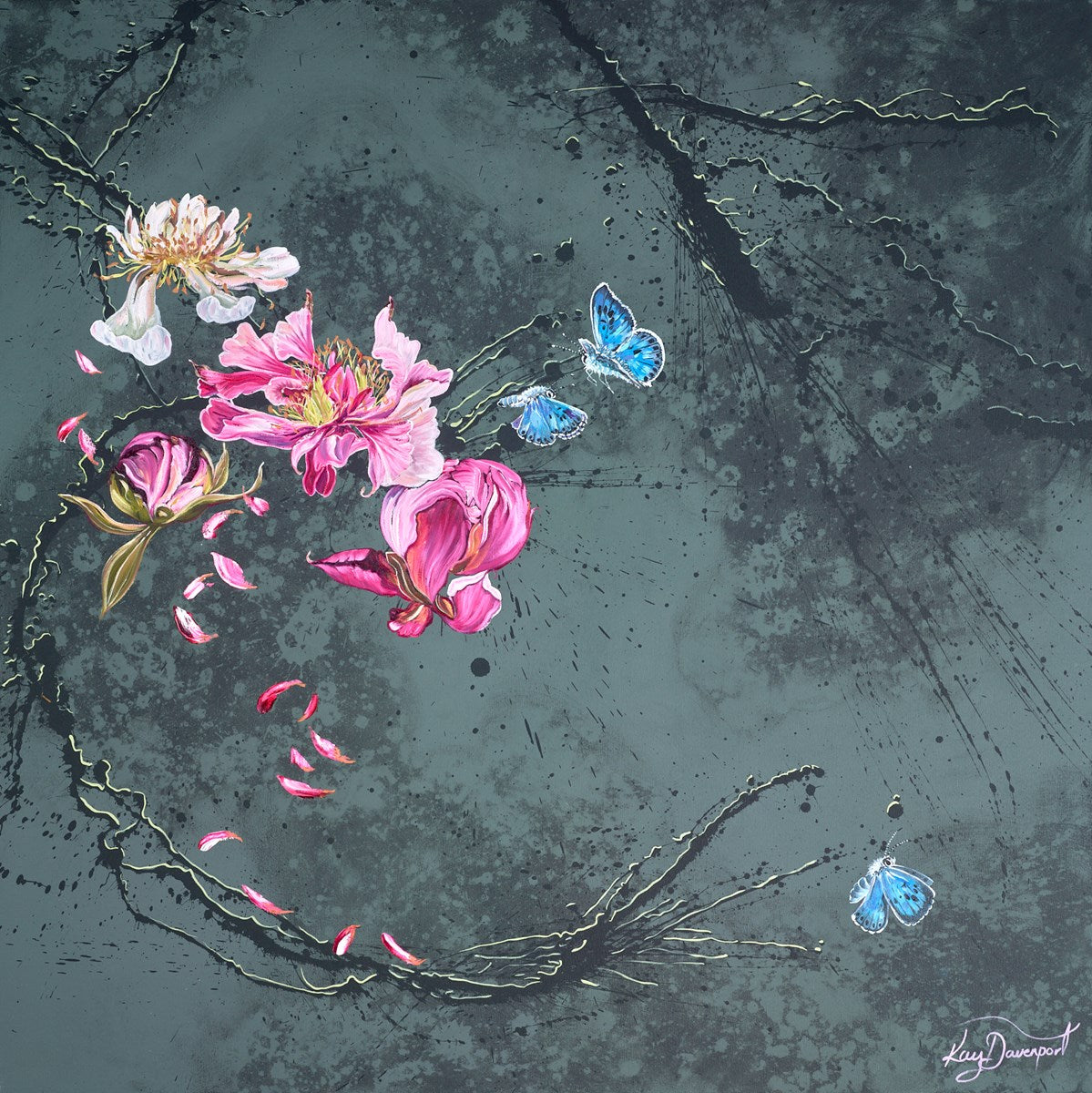 Artistic depiction of pink flowers and blue butterflies on a textured grey background
original
landscape
Kay Davenport
For the love of the Blue's
floral
fine art
contemporary art
colourful
abstract
Framed Surrey Artwork For Sale