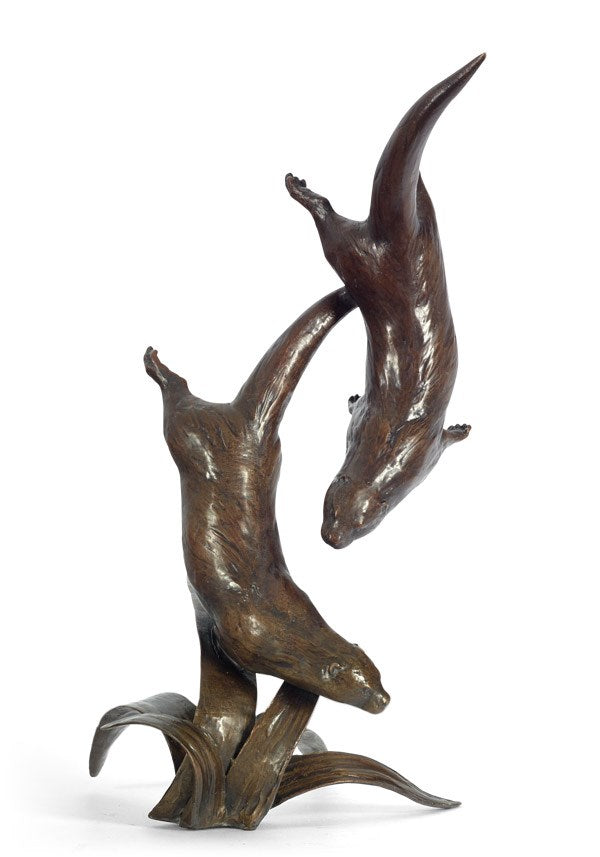 Bronze sculpture of two otters on a branch against a white background
wildlife
sculpture
portrait
Out To Play
Otters
gift ideas
fine art
figurative
edition
contemporary art
bronze
For Sale Ascot Artwork