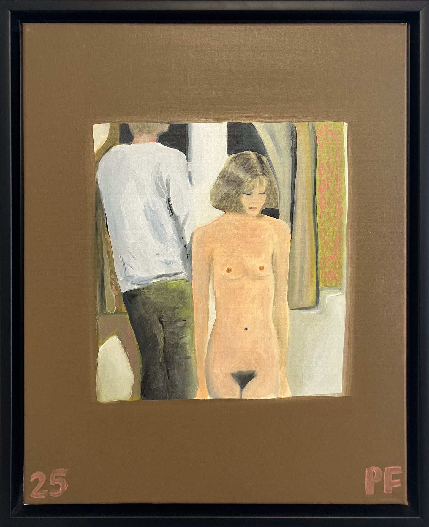 Framed artwork of a nude figure with a person in the background on a brown background
yellow
portrait
Poppy Faun
pop art
original
nude
Muse
figurative
contemporary art
For Sale Framed Artwork Surrey