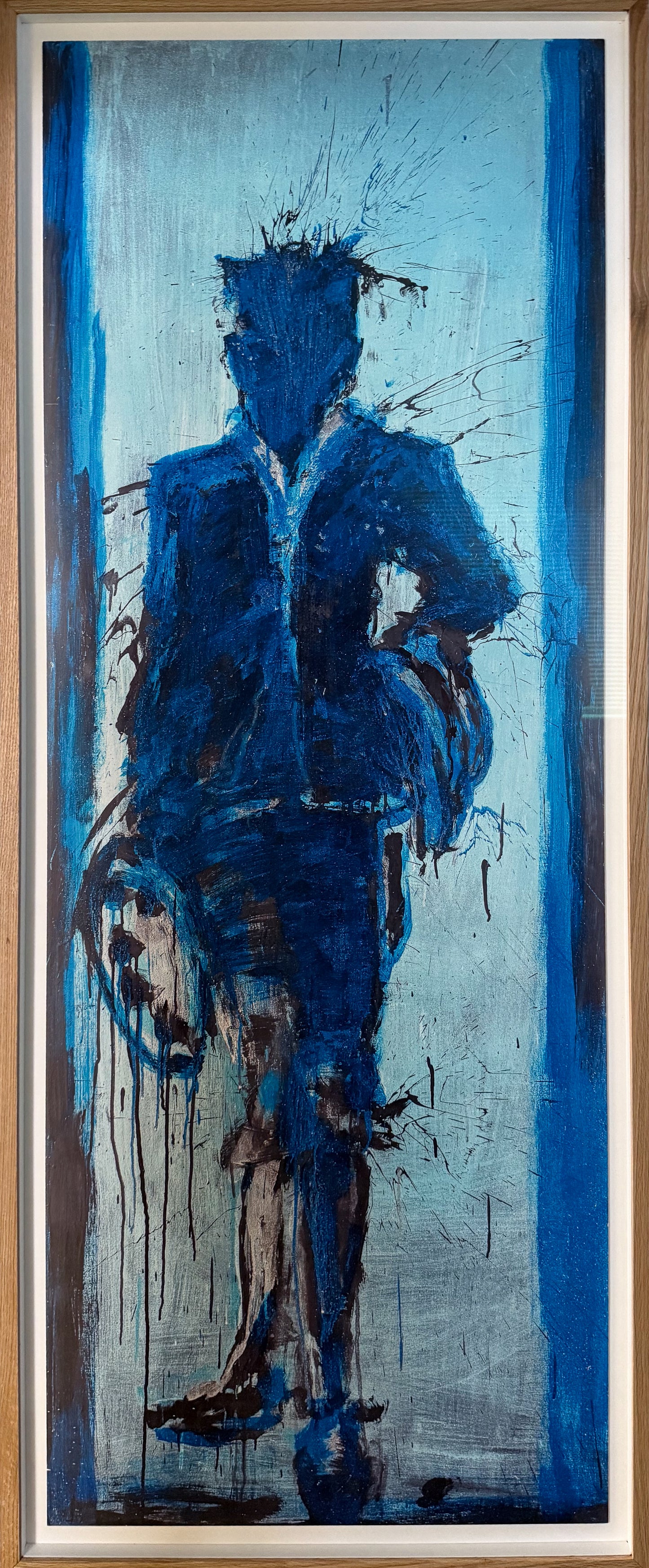 Standing Figure with Blue Background