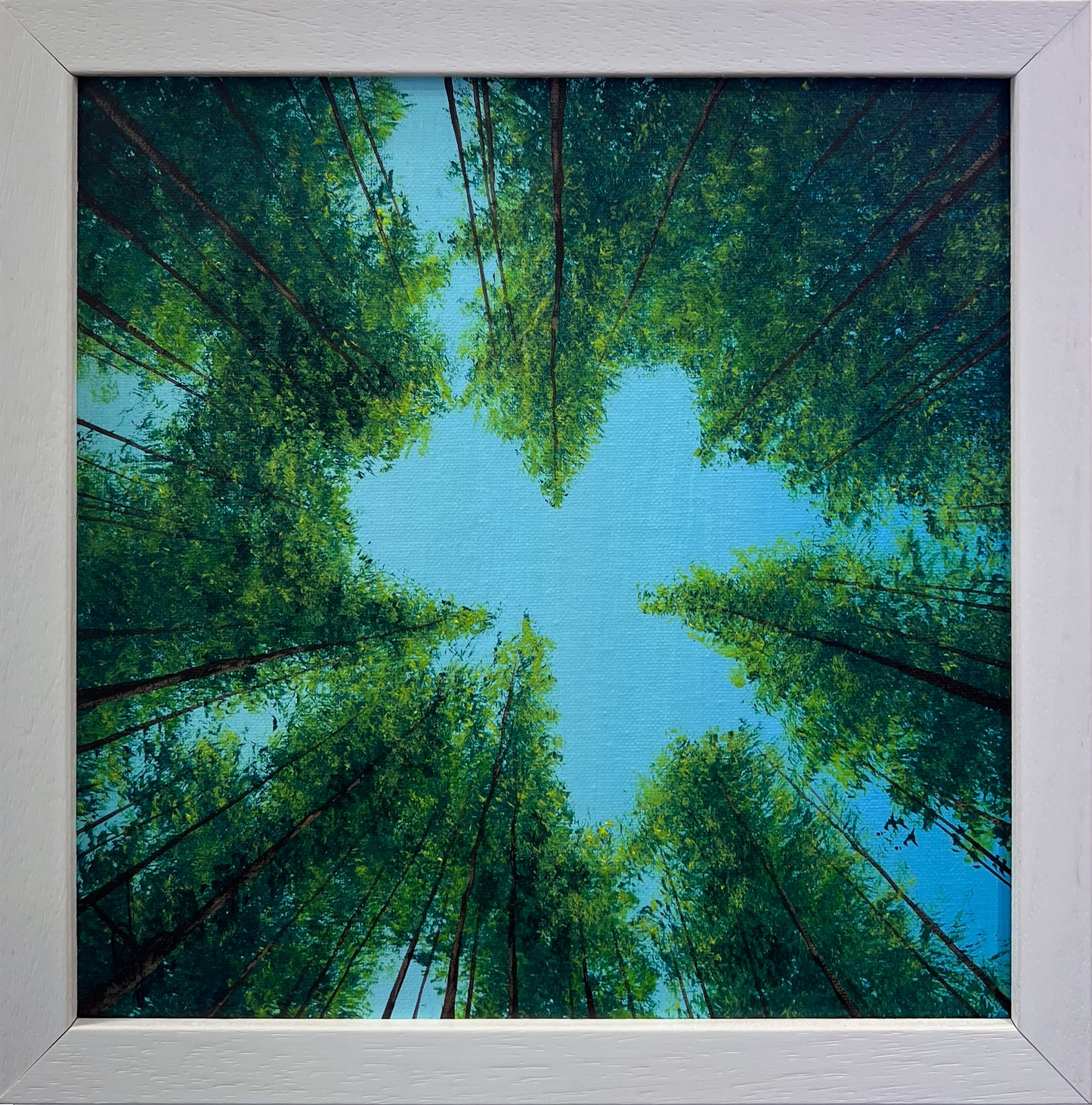 Framed artwork of a forest canopy with a clear blue sky.
Vincent Devine
Untitled
trees
surreal
Sky Clover
portrait
original
Midas
Irish artist
investment artist
Golden
gold
floral
fine art
Falling Blossom
emerging artist
contemporary art
For Sale Ascot Framed Artwork