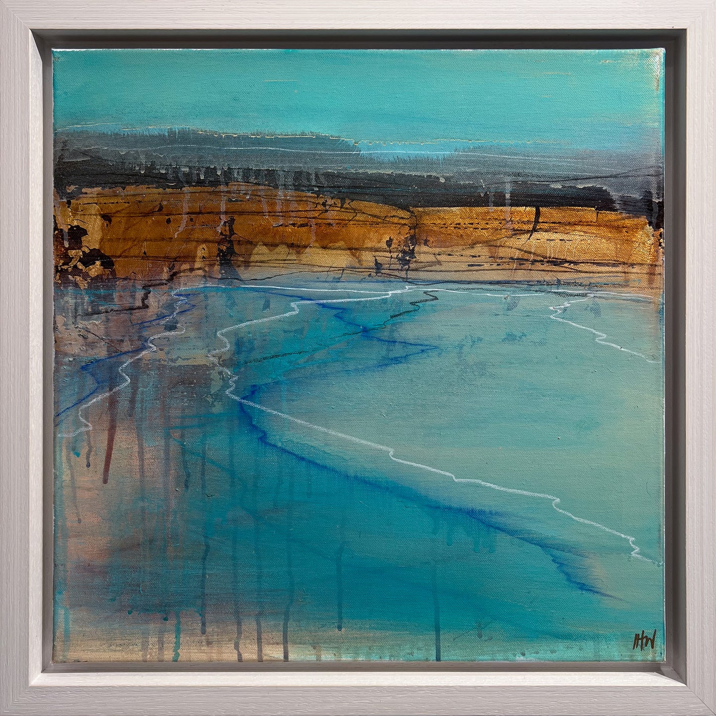 Ian H Watkins Glass Horizon original mixed media abstract landscape, Creed Gallery Ascot, Berkshire.