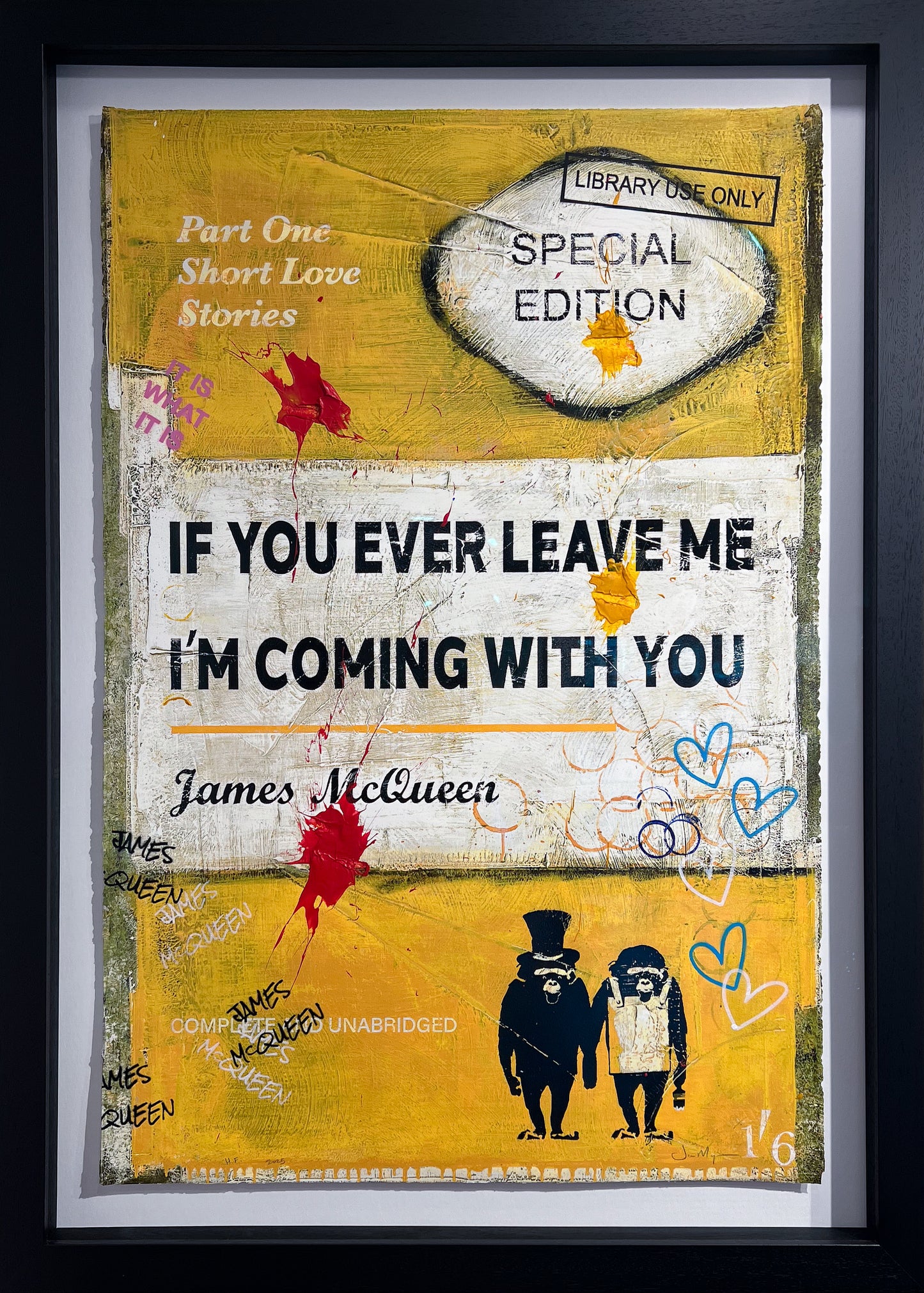 James McQueen "If You Ever Leave Me" Yellow HPM (Hand-Painted Multiple). A vibrant 1/1 variation on Somerset paper available at Creed Gallery, the premier Art Gallery for Virginia Water and Wentworth.