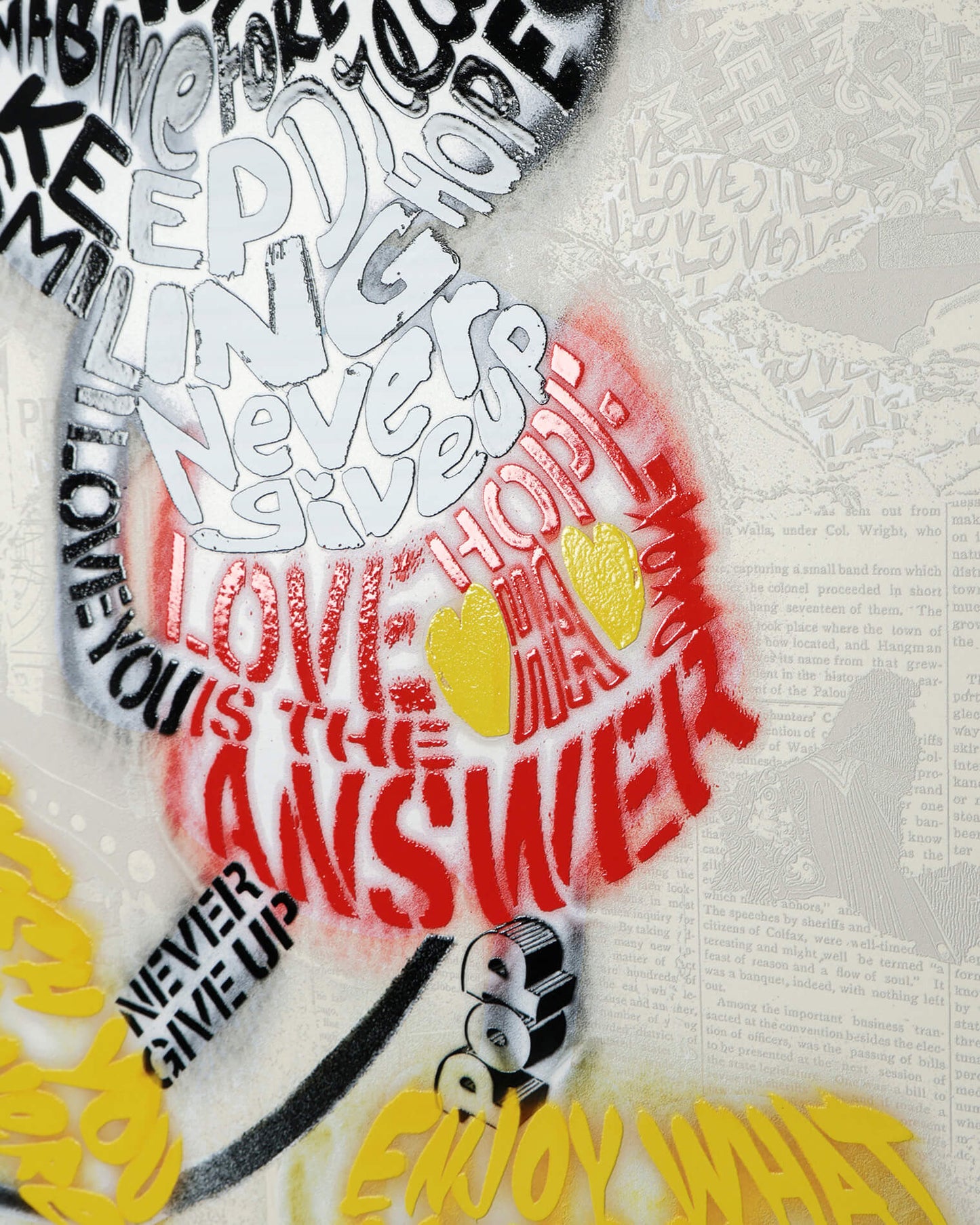 Mr Brainwash Written in Love signed limited edition Disney silkscreen, Creed Gallery Ascot, Berkshire.