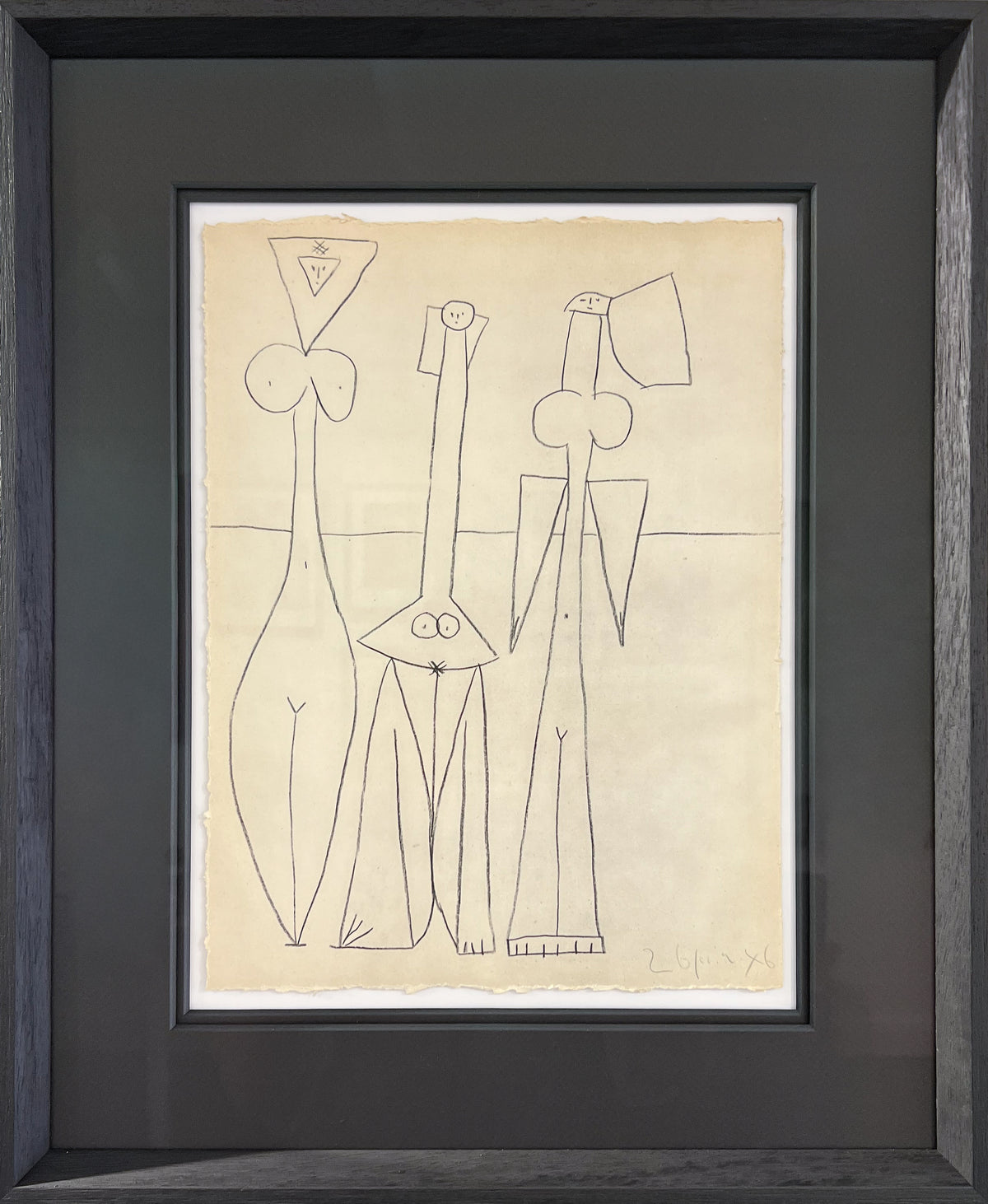 Picasso sheet of figure studies in pencil line