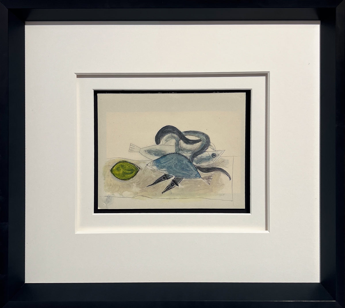 Picasso still life of a fish, an eel and a lemon