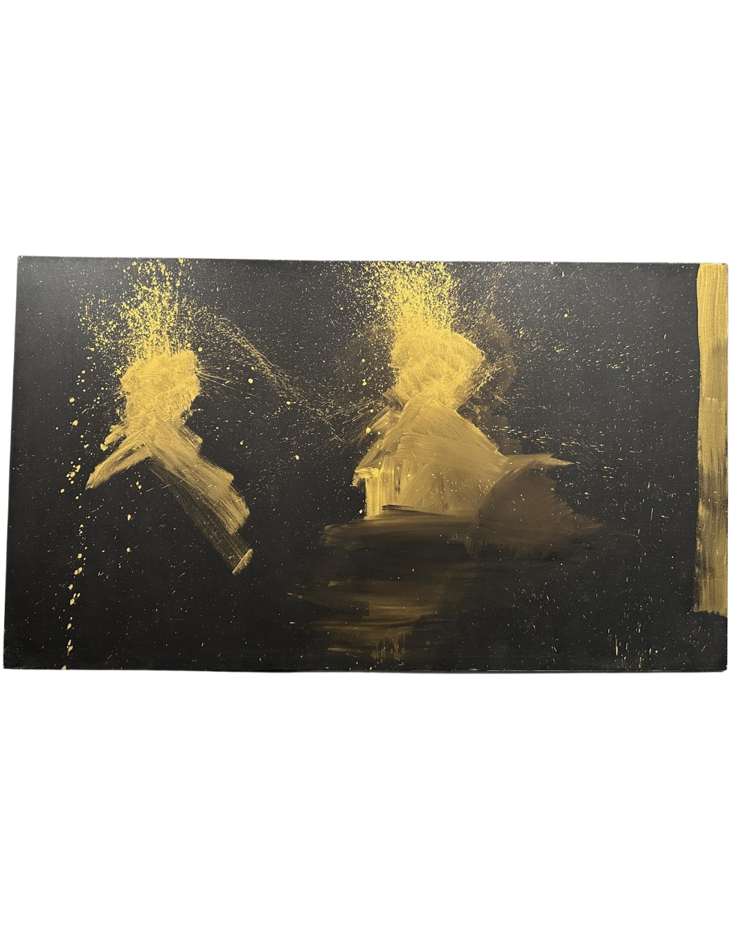 Richard Hambleton original painting Double Shadow Head Gold, acrylic and metallic gold on canvas, 2016. High-value contemporary street art for sale at Creed Gallery.