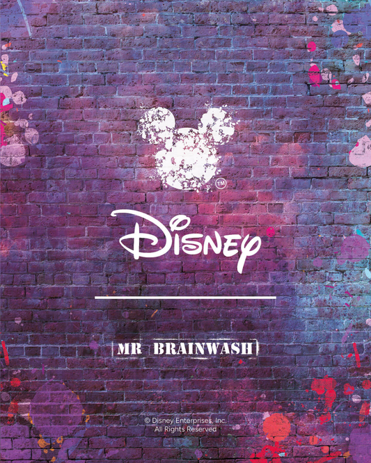 Mr. Brainwash and Disney collaboration 'Dreams Come True' header featuring a graffiti-style Mickey Mouse on a vibrant street art background