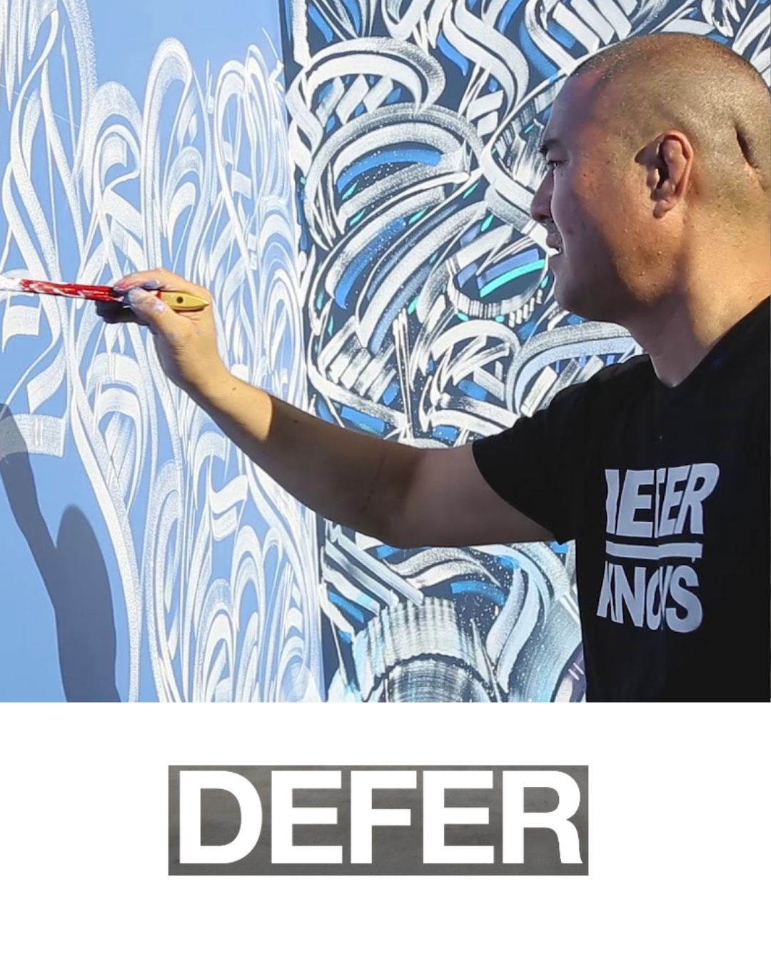 DEFER (Alex Kizu) original contemporary artwork featuring his signature "Spiritual Language" calligraphic abstraction at Creed Gallery, serving Ascot and Sunningdale.