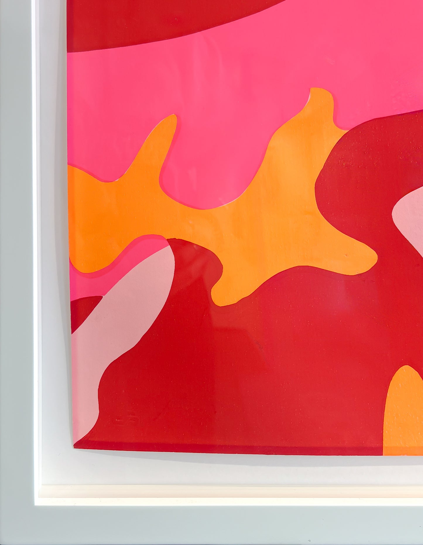 Andy Warhol Camouflage Pink 1987 screenprint hot pink and orange, edition of 80, signed verso Frederick Hughes, Creed Gallery Ascot.