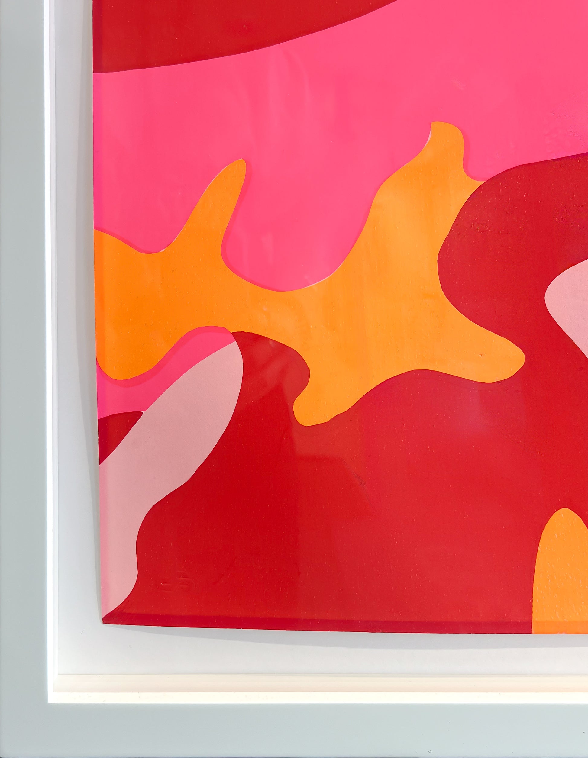 Andy Warhol Camouflage Pink 1987 screenprint hot pink and orange, edition of 80, signed verso Frederick Hughes, Creed Gallery Ascot.