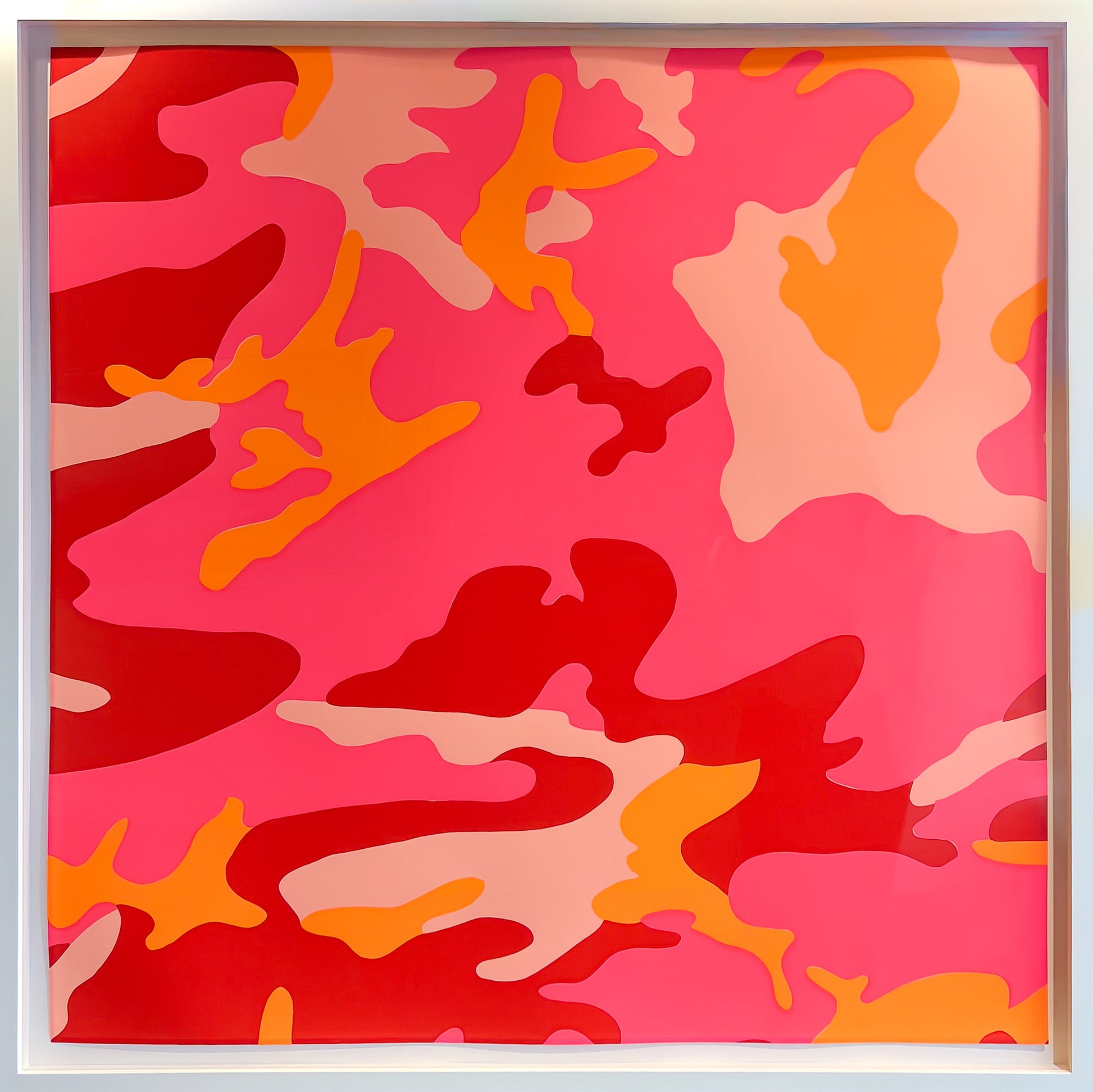 Andy Warhol Camouflage Pink 1987 screenprint hot pink and orange, edition of 80, signed verso Frederick Hughes, Creed Gallery Ascot.