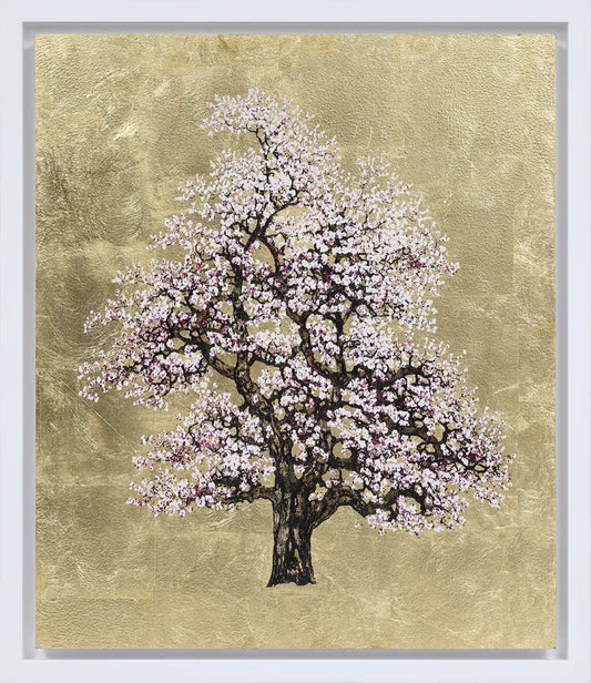 Artistic depiction of a cherry blossom tree with pink flowers on a textured gold background

silver leaf

Silver Dawn

landscape

Jack Frame

interior design

Golden Hour

gold leaf

Gilded Blossom

floral

fine art

edition

contemporary art

colourful

blossom tree

abstract

Framed Artwork For Sale Ascot 