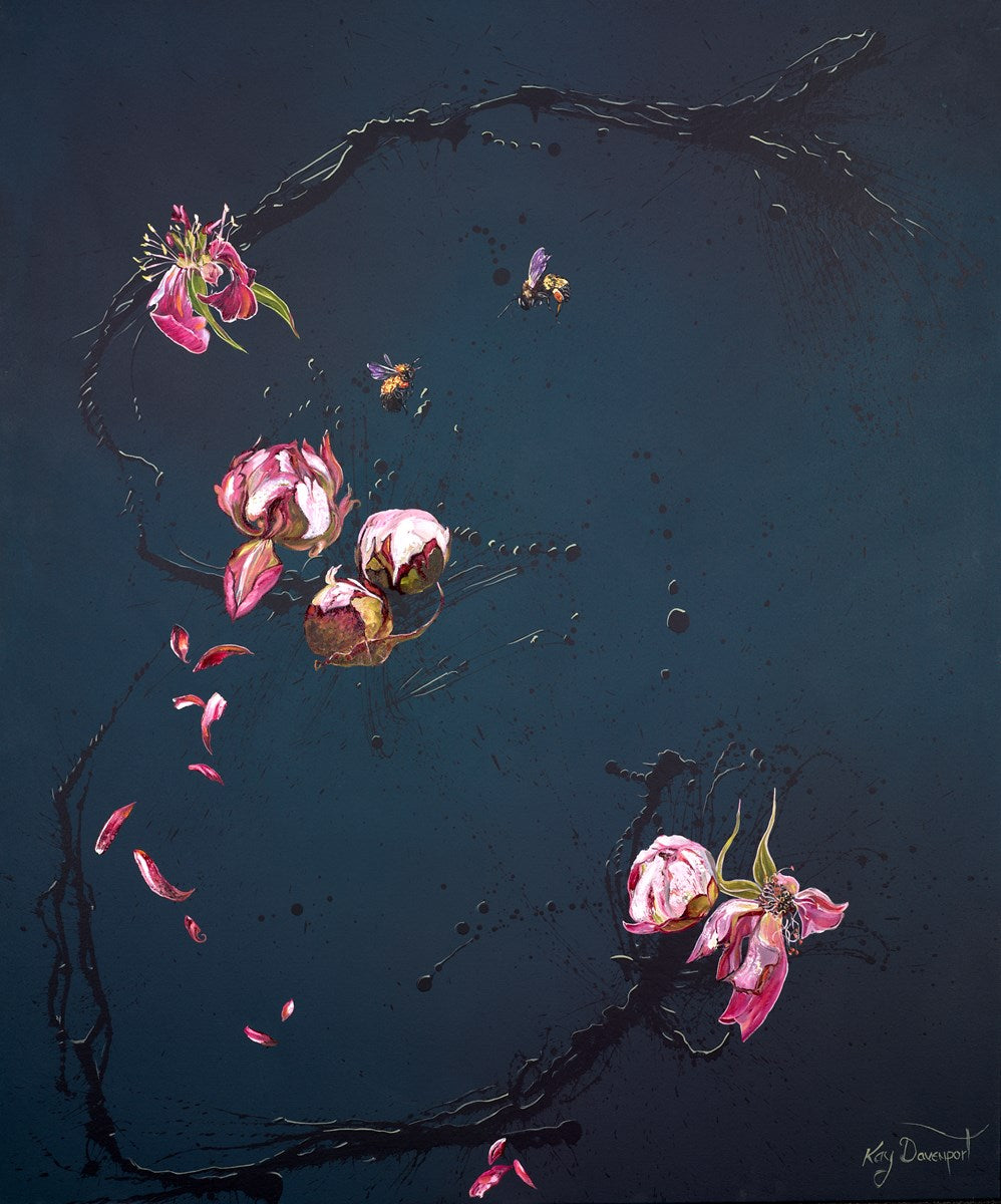 Artistic depiction of pink flowers and a bee on a dark blue background

Peoney Flyby

original

landscape

Kay Davenport

floral

fine art

contemporary art

colourful

abstract

Framed Artwork Surrey For Sale 