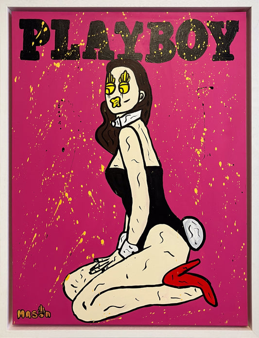 Topshop Topman The Depressed Generation text art street art spray can portrait pop art Playboy Bunny (Pink) painting original Mason Newman love investment artist investment art Forbes 30 under 30 figurative emerging artist contemporary art colourful Batman Aries Ascot Berkshire Artwork For Sale 