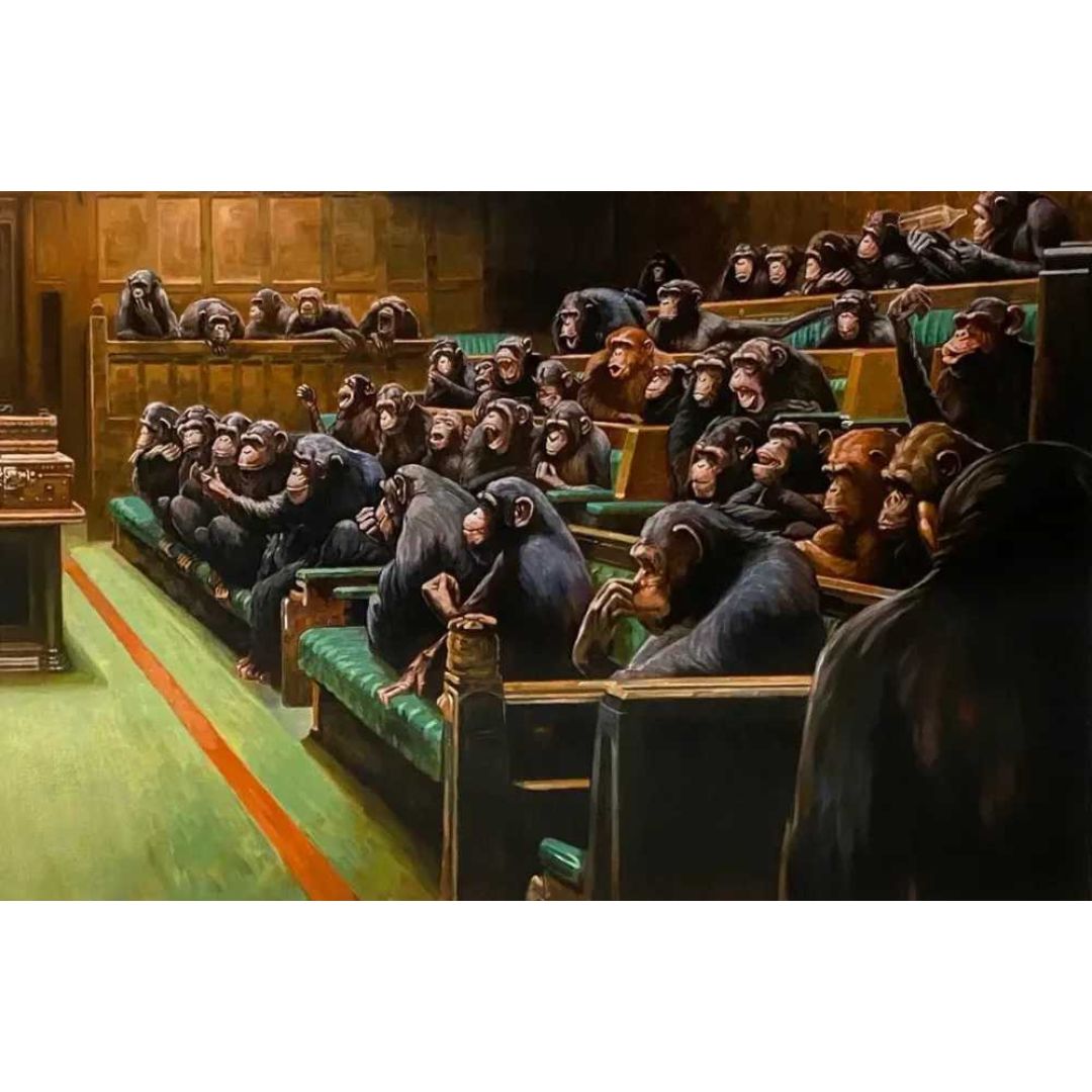 Parlement des singes | Triptyque d'artiste