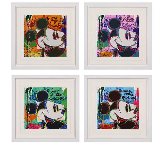 Four framed artworks of a stylized character with colorful backgrounds and text.
street art

spray can

portrait

pop art

nostalgic

Mr. Brainwash

Minnie Mouse

Mickey Mouse

love

global release

gift ideas

Forever Minnie

Exclusive

edition

Disney x Mr Brainwash

Disney

contemporary art

cityscape

Christmas

Bright Shades of Mickey

A World Full of Wonder

For Sale Surrey 