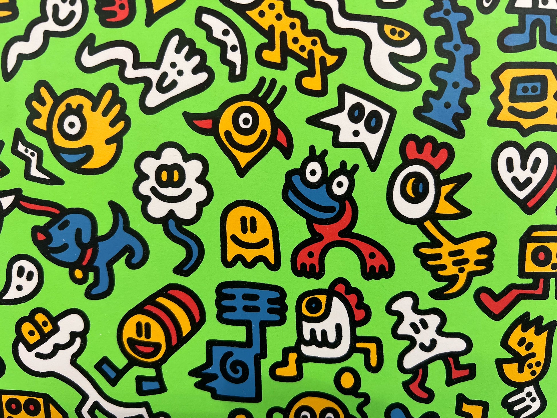 Mr Doodle Alien Town limited edition, Graffiti Spaghetti alien universe composition, Creed Gallery Ascot, Berkshire.