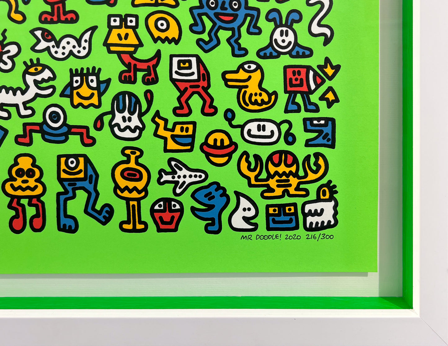 Mr Doodle Alien Town limited edition, Graffiti Spaghetti alien universe composition, Creed Gallery Ascot, Berkshire.