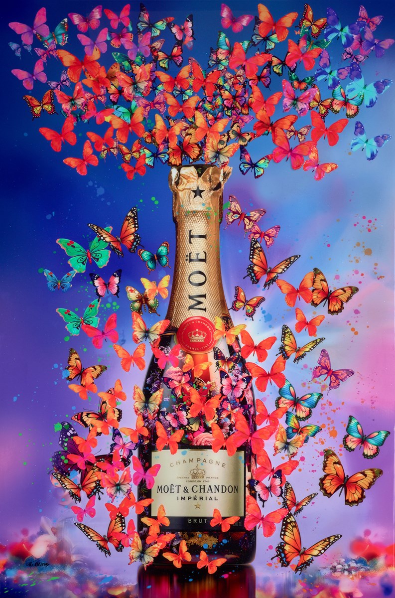 Moet & Chandon champagne bottle surrounded by colorful butterflies on a vibrant background
Uri Dushy

portrait

pop art

Papillon Flight

painting

original

optical illusion

Moet

love

icons

contemporary art

colourful

Champagne

Framed Ascot Artwork For Sale 