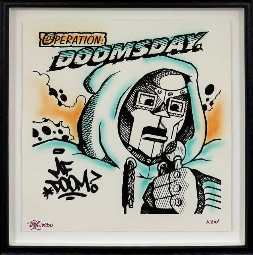 Keo X-Men's Operation: Doomsday, a comic-style portrait of MF DOOM in his metal mask, referencing the 1999 album