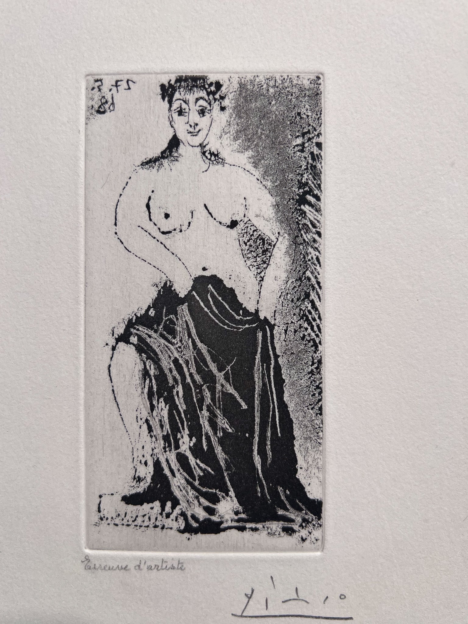 Picasso Une Maja Posant sur un Piédestal linework detail modern master print, available to view at Creed Gallery in Ascot.