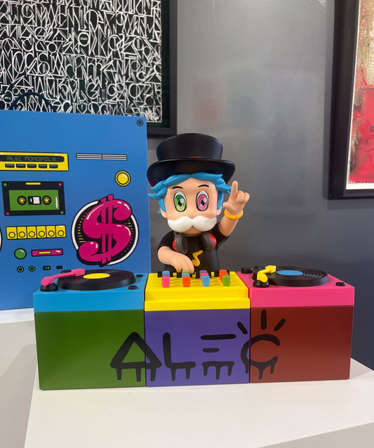 Alec Monopoly DJ Monopz 2026 vinyl figure and original Boombox packaging at Creed Gallery, serving Ascot and Sunningdale.