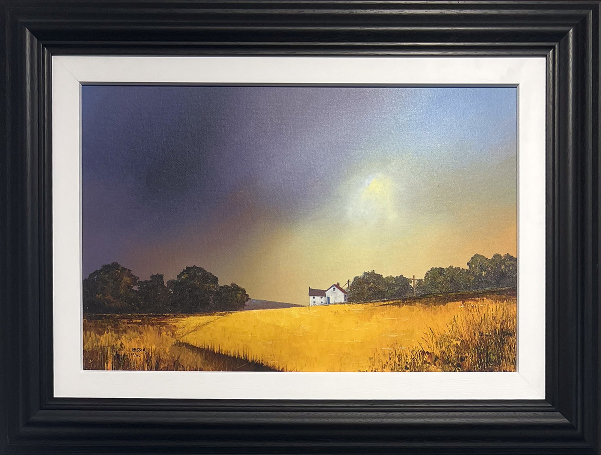 Barry Hilton landscape print with a broad, luminous sky over the textured land of the north of England