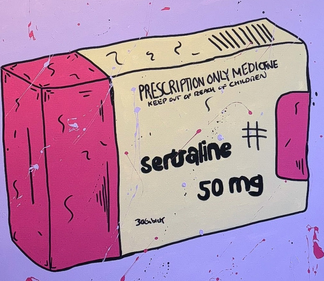 Mason Newman's XL Purple original displayed in our Camberley, Surrey private viewing room, serving London and the Home Counties.