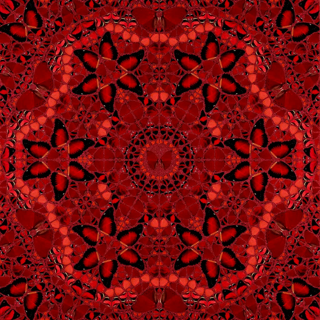 Damien Hirst "Wu Zetian" (H10-1) from The Empresses. Laminated giclée on aluminium composite with screen-printed red glitter. Available at Creed Gallery Ascot, serving Sunningdale and the Wentworth Estate.