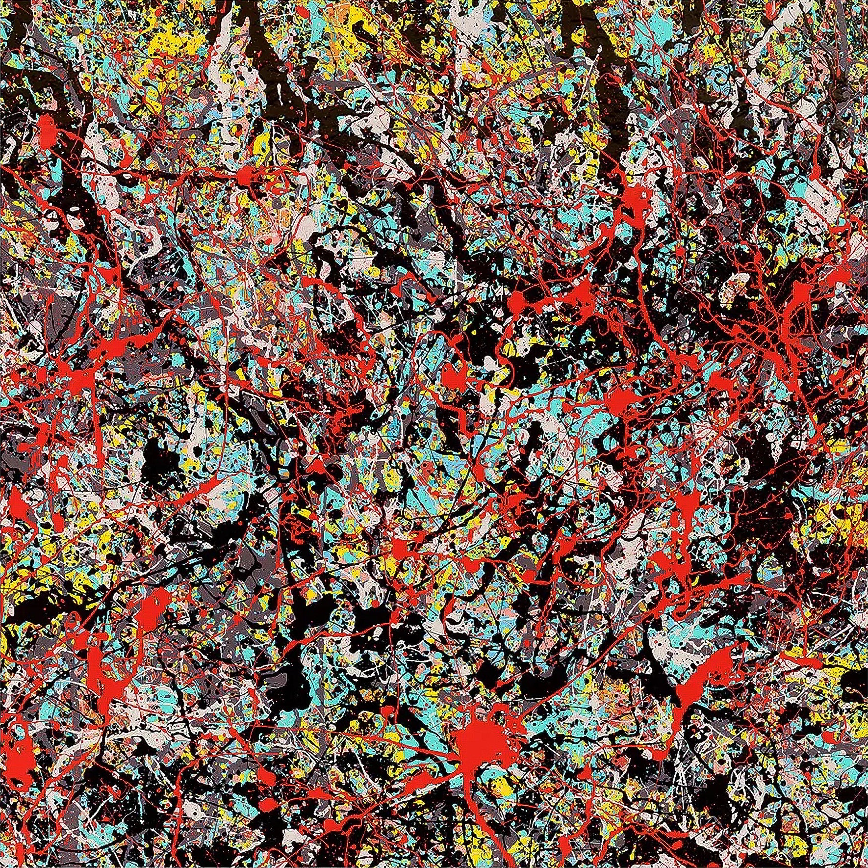 Sky Symphony by Ed Sheeran, a colourful abstract expressionist painting on canvas, available at Creed Gallery Ascot, Berkshire. 