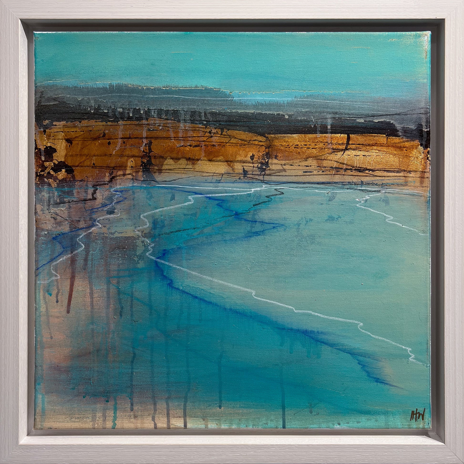 Ian H Watkins Glass Horizon original mixed media abstract landscape, Creed Gallery Ascot, Berkshire.