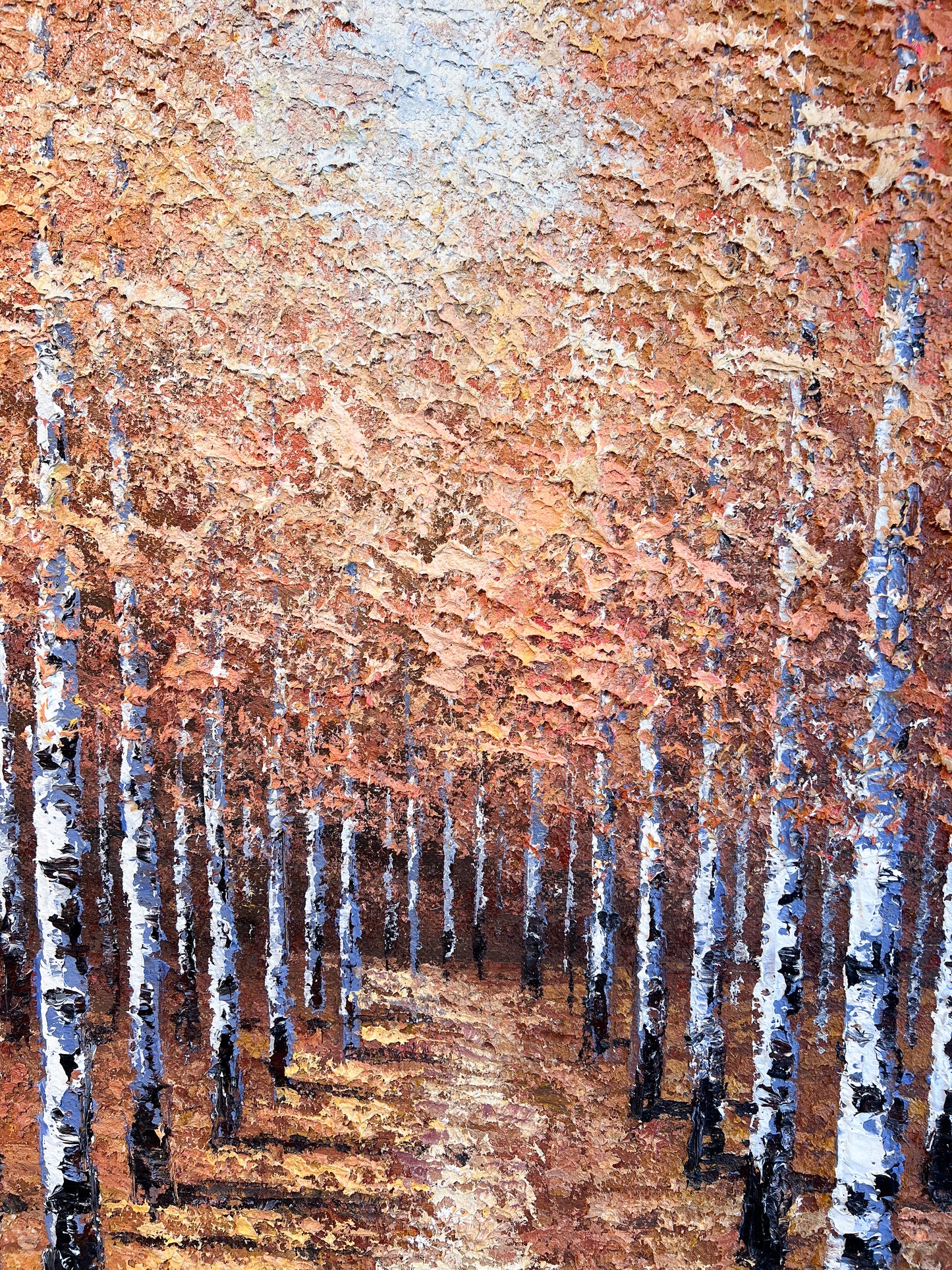 Framed original 'Enchanted Woodland V' oil painting by artist Inam, displayed in a professional frame at Creed Gallery, Ascot.