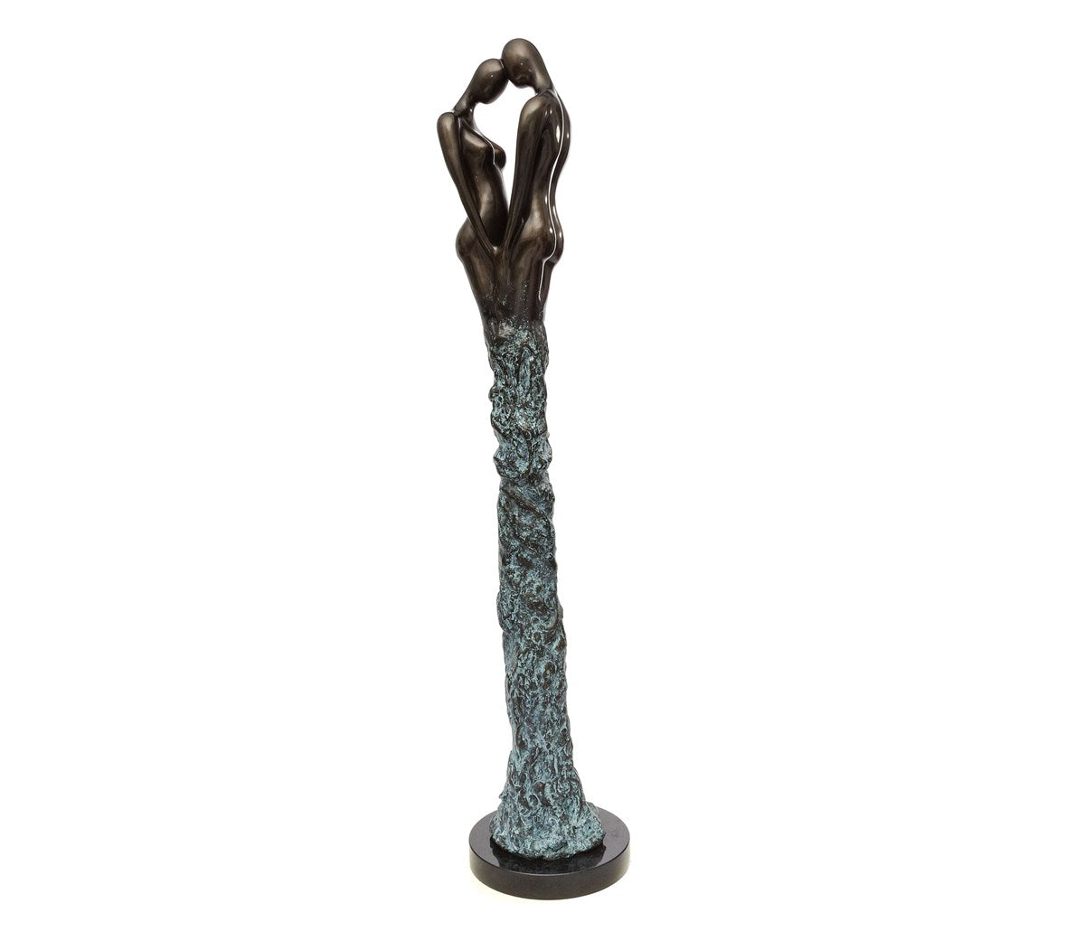 Jennine Parker Adoration I Deluxe large bronze sculpture, figurative devotion motif, Creed Gallery Ascot, Berkshire.