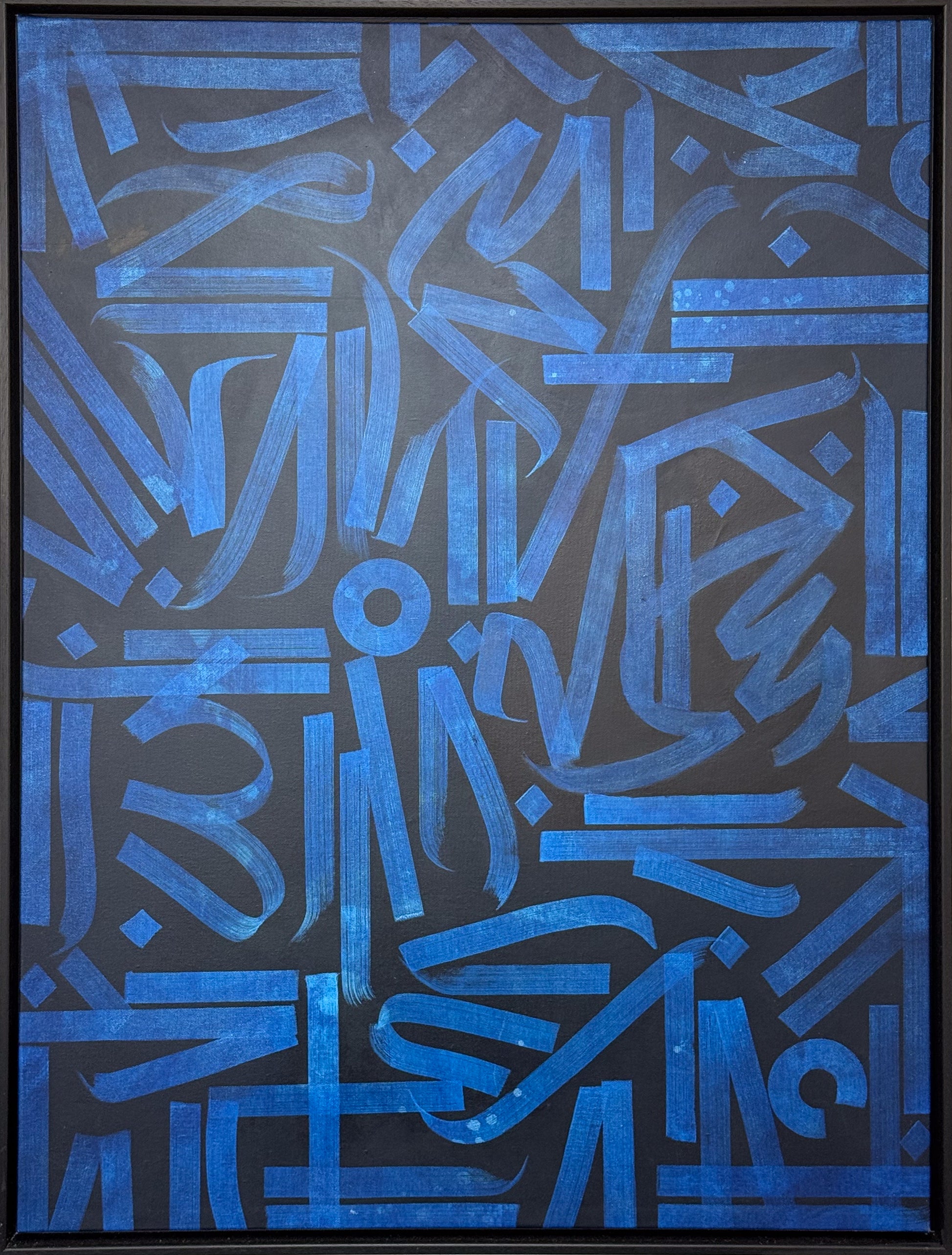 Kate Paul Blue on Blue II original monochromatic abstract, Creed Gallery Ascot, Berkshire.