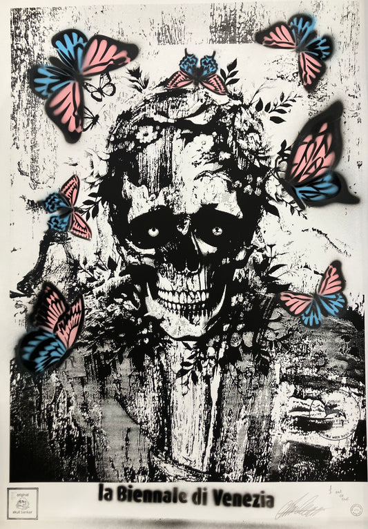 Lincoln Townley Skull Banker Venice Biennale original mixed media, Venice Biennale provenance, Creed Gallery Ascot, Berkshire.
