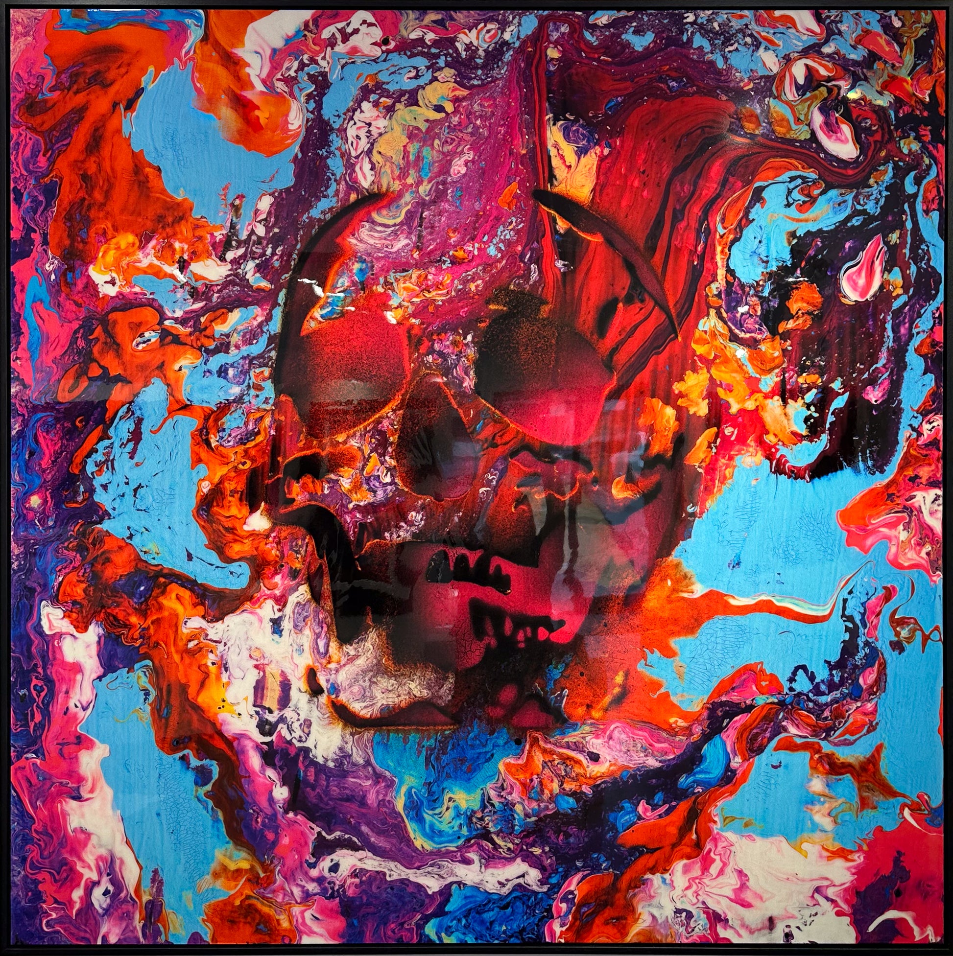 Lincoln Townley Skull Galaxy unique 1/1 original mixed media large-scale, Creed Gallery Ascot, Berkshire.