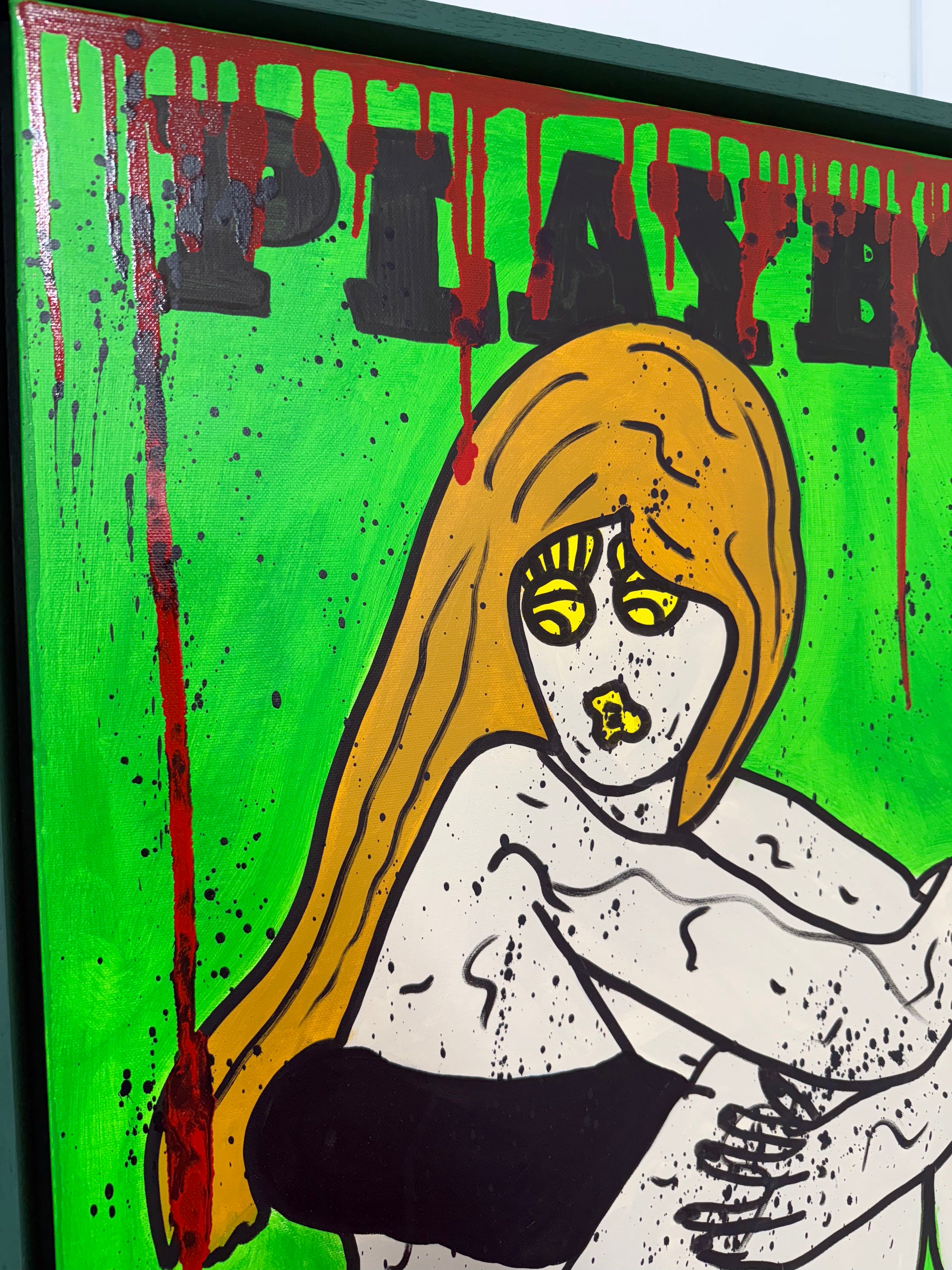 Mason Newman Green Playboy close-up detail original artwork texture