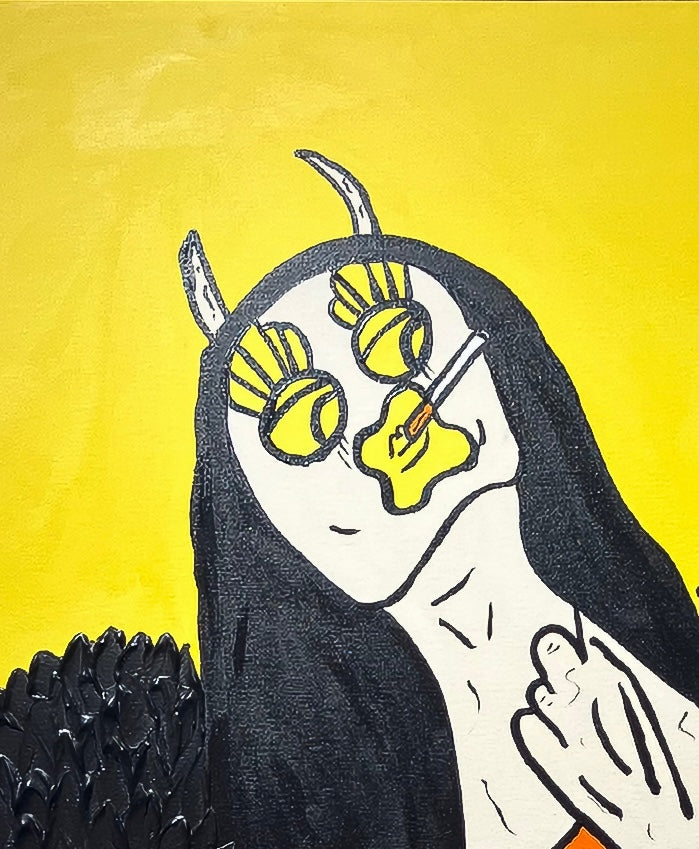 Mason Newman original 100 x 120 cm painting on display at Creed Gallery, Ascot High Street, Berkshire.