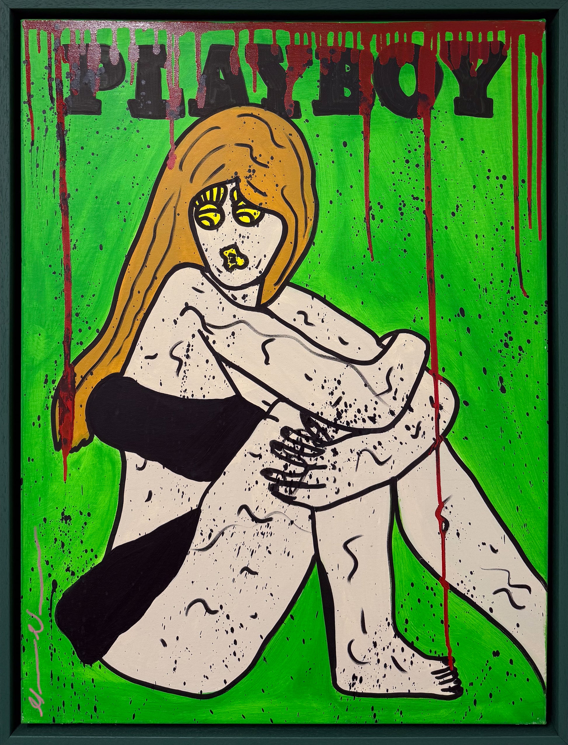 Mason Newman Green Playboy original artwork at Creed Gallery Ascot Berkshire