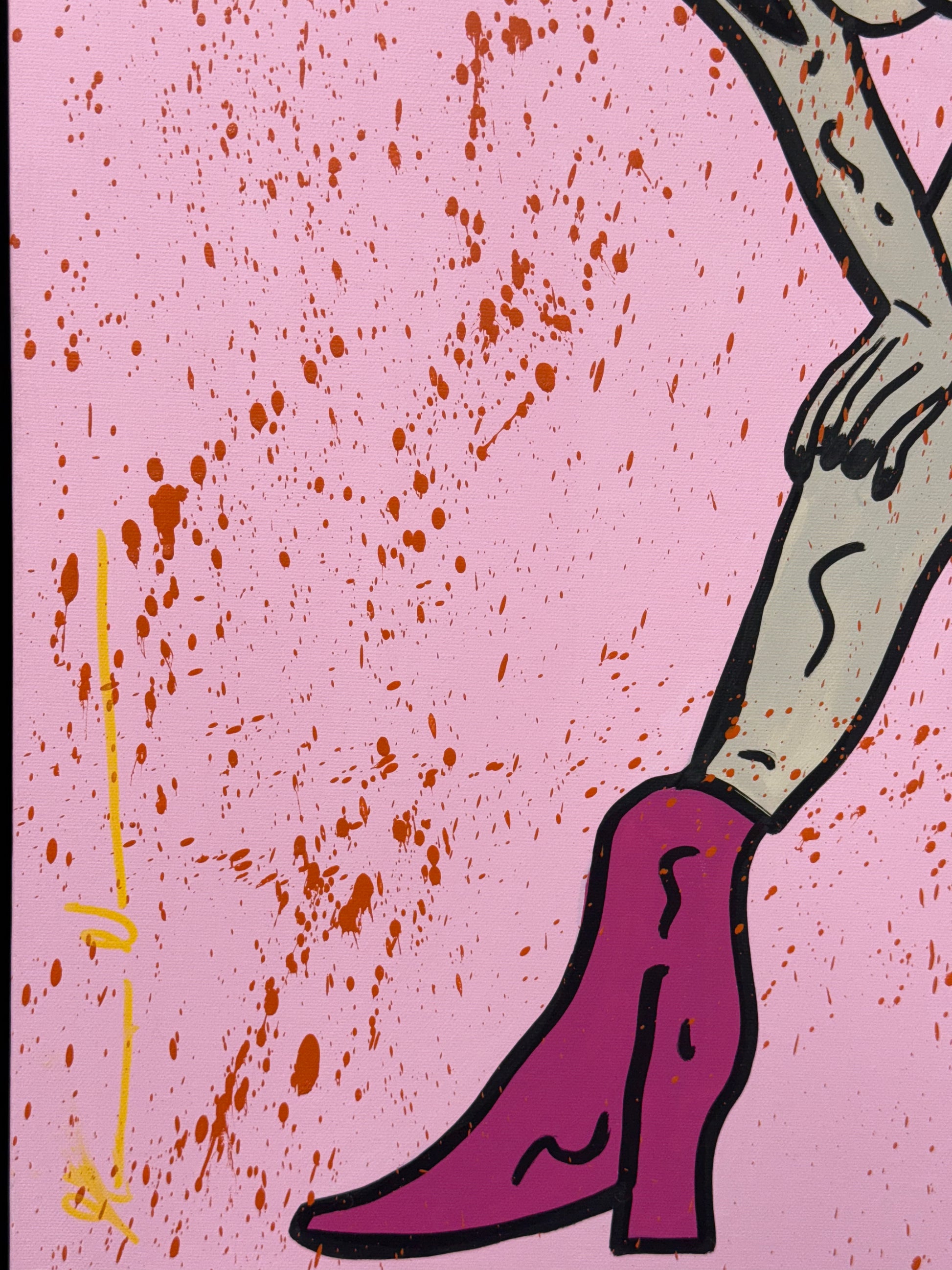 Original Mason Newman Pink Playboy artwork on display for art collectors in Windsor and Berkshire. This high-end contemporary piece is available for viewing at the Ascot High Street gallery.