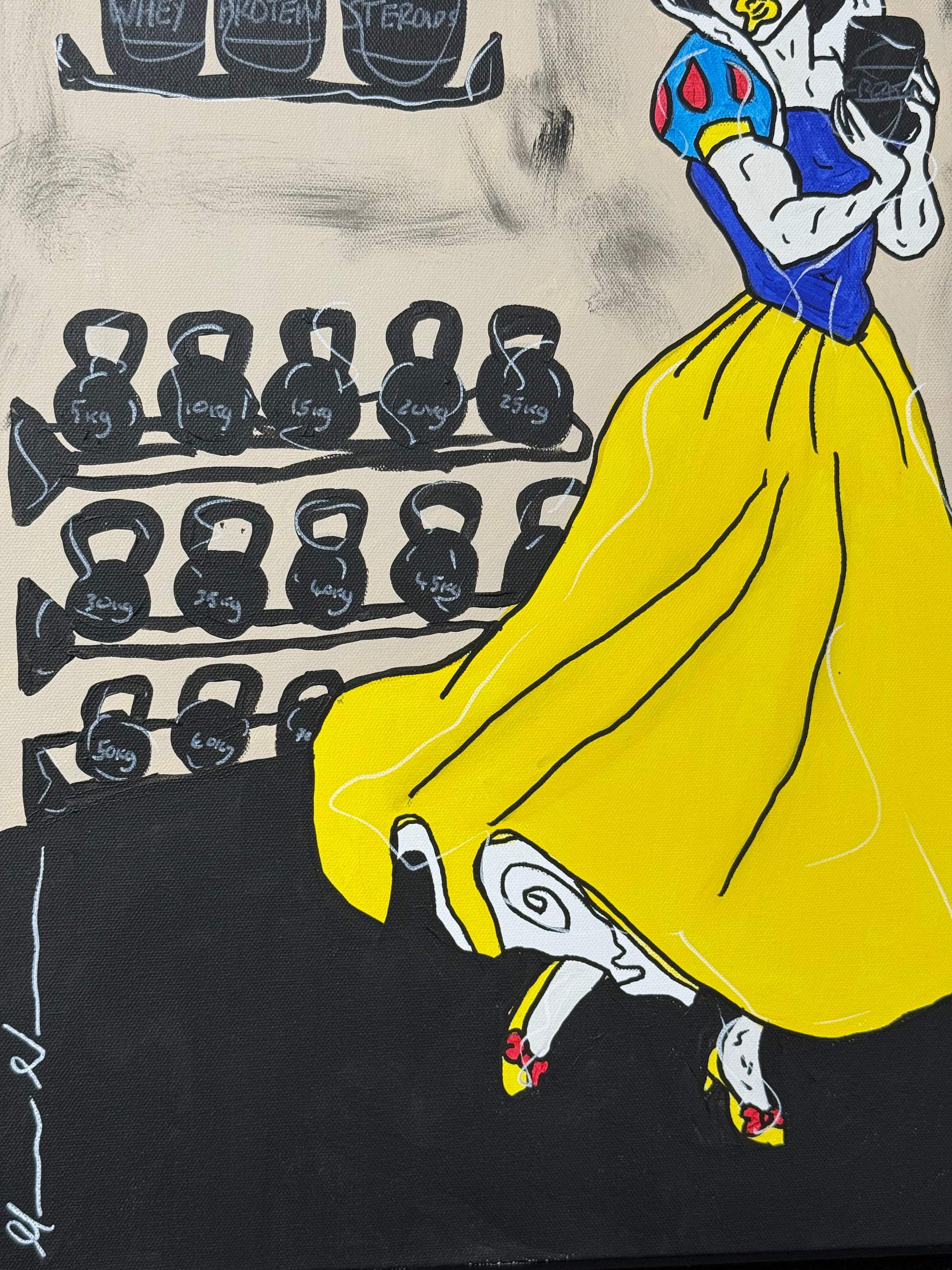 Mason Newman Snow White close-up detail original artwork texture