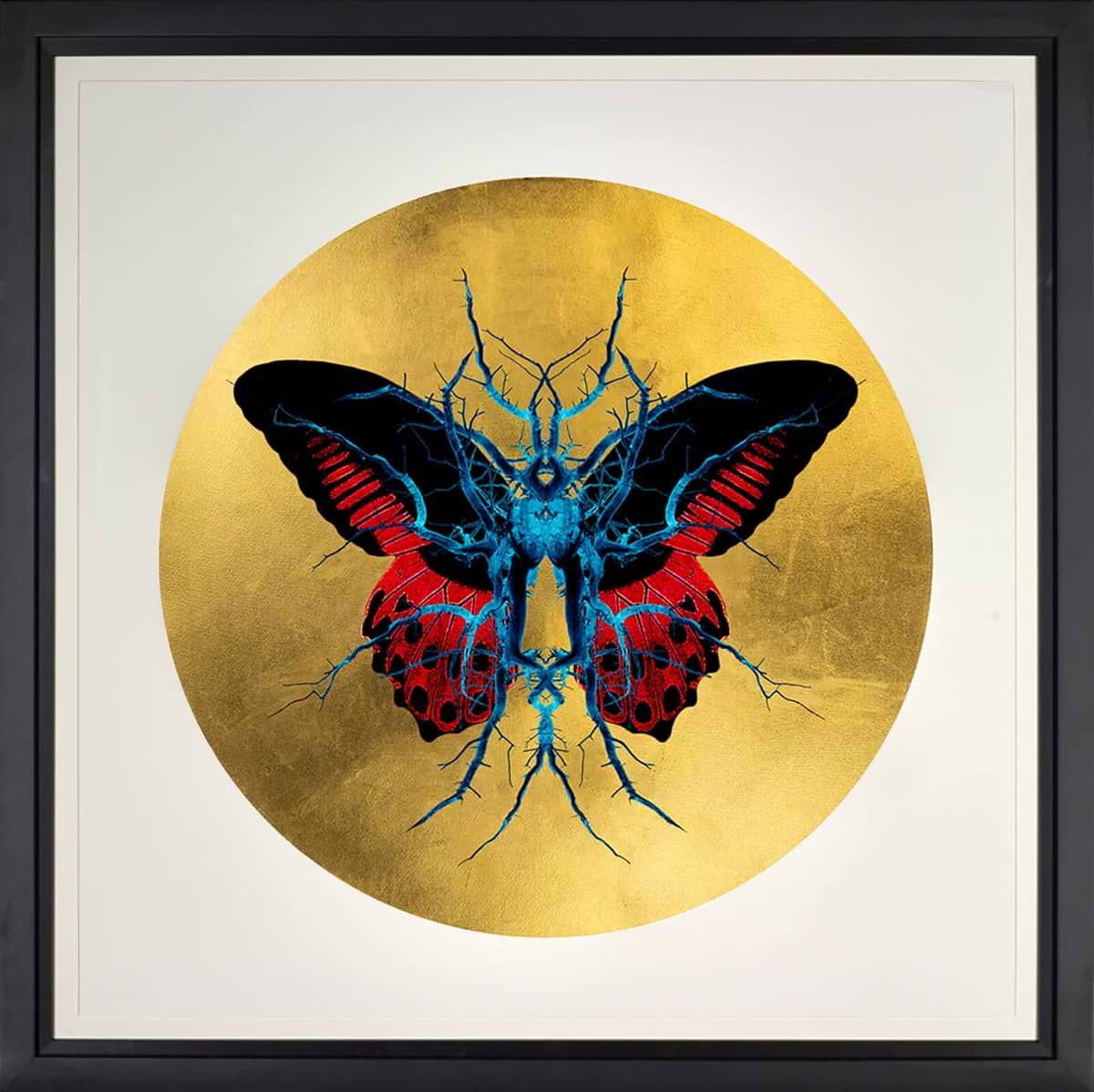 Maxim MM The Prodigy Formation gold butterfly mixed media metal leaf, Creed Gallery Ascot, Berkshire.