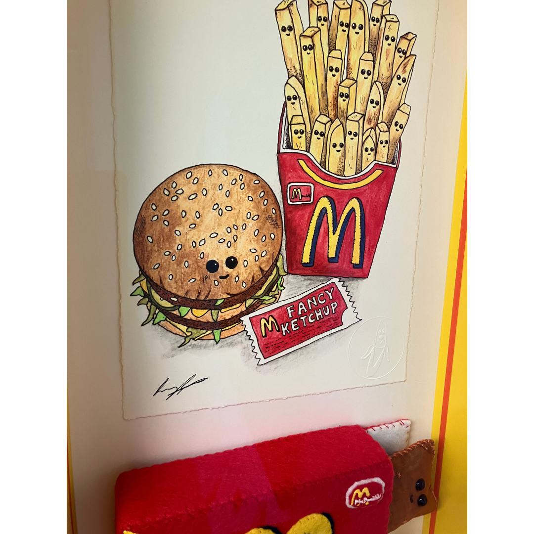 Lucy Sparrow McFelt Meal Deal unique hand-sewn felt sculpture, Creed Gallery Ascot, Berkshire.