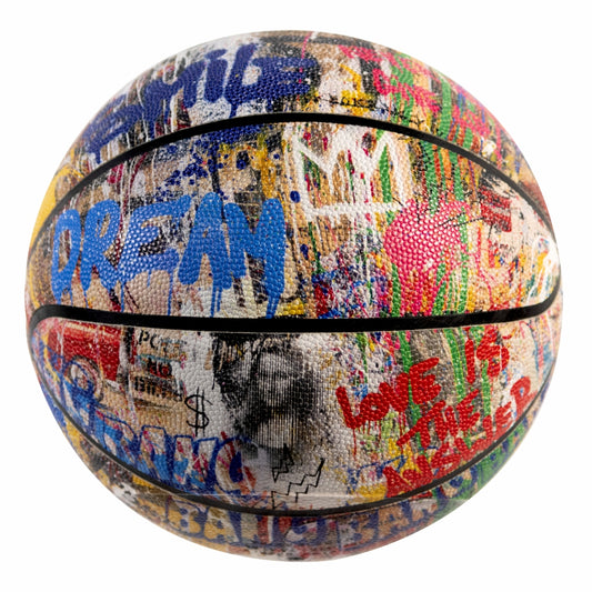 Mr. Brainwash Basketball Collage (2023) original screenprint on rubber, a unique contemporary statement piece for a luxury Wentworth home cinema or private Ascot gallery wall.