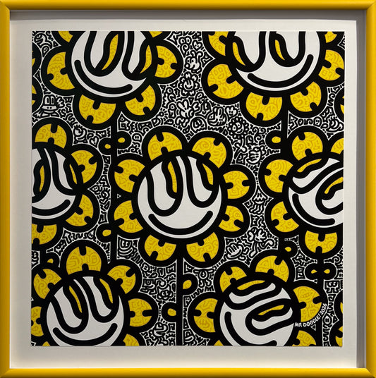 Mr Doodle Field of Smiling Sunflowers (2026) framed limited edition print at Creed Gallery Ascot, serving Berkshire, Surrey, and London.
