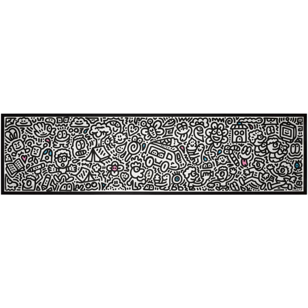 Mr Doodle Untitled 2021 original acrylic unstretched canvas, Graffiti Spaghetti universe, Creed Gallery Ascot, Berkshire.