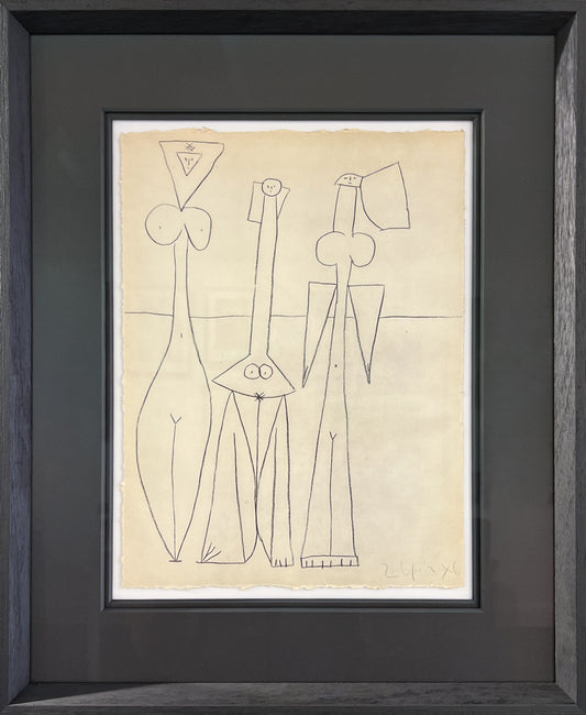 Picasso sheet of figure studies in pencil line