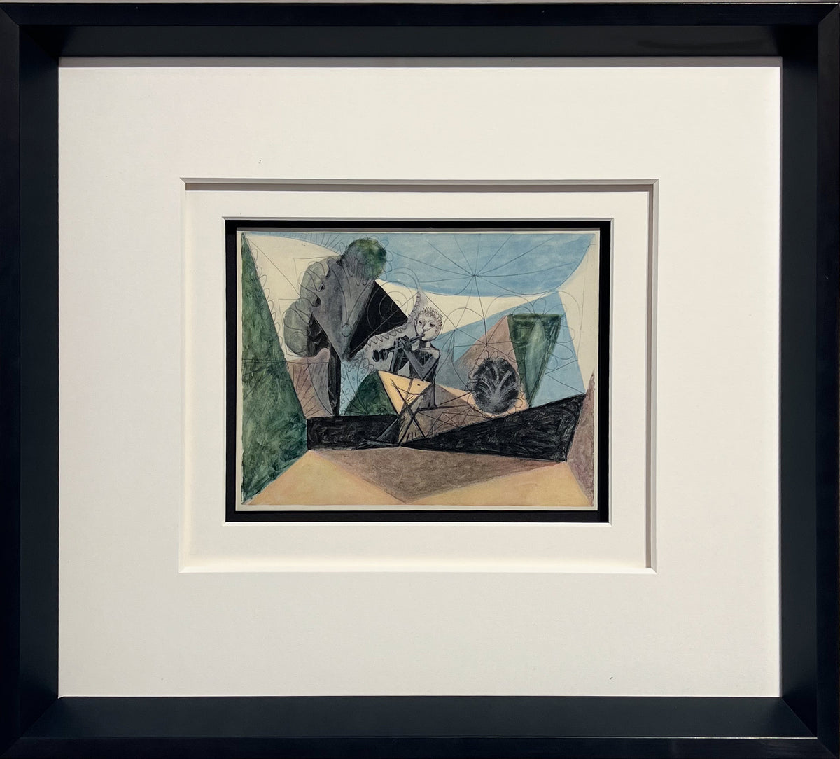 Picasso drawing of a flute player in his Antibes-period style