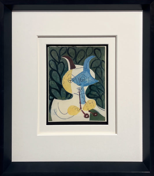 Picasso drawing of a faun playing a double flute, fourth in the series